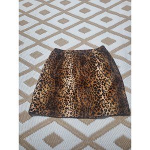 Hugo Buscati Women's Faux Fur Leopard Print Y2K MOB WIFE AESTHETIC Skirt Sz 4